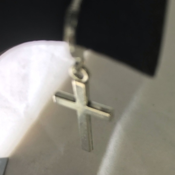 Stainless Steel Silver 1” Cross Earrings - Picture 2 of 4